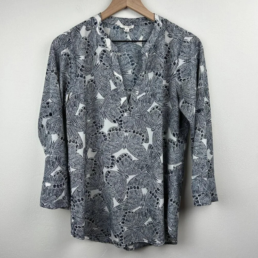 Maison Jules Tunic Womens Small Butterflies Blue Top Shirt Butterfly Core Ladies